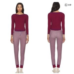 NWT Free People Chill Evening Knit Pajama Set Wild Ginger Combo lounge Sz. L